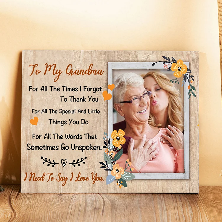 Personalized To My Grandma Photo Ornament Canvas-Customized Gift Ornament Desktop Decoration Picture Frame for Nan
