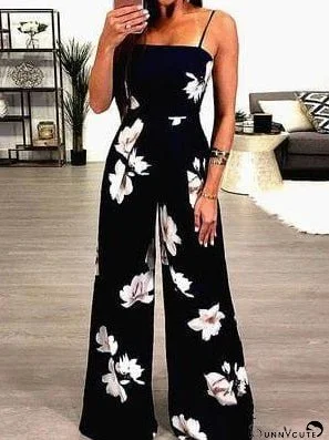 Jumpsuits Printed Sling Open Back Jumpsuit for Women