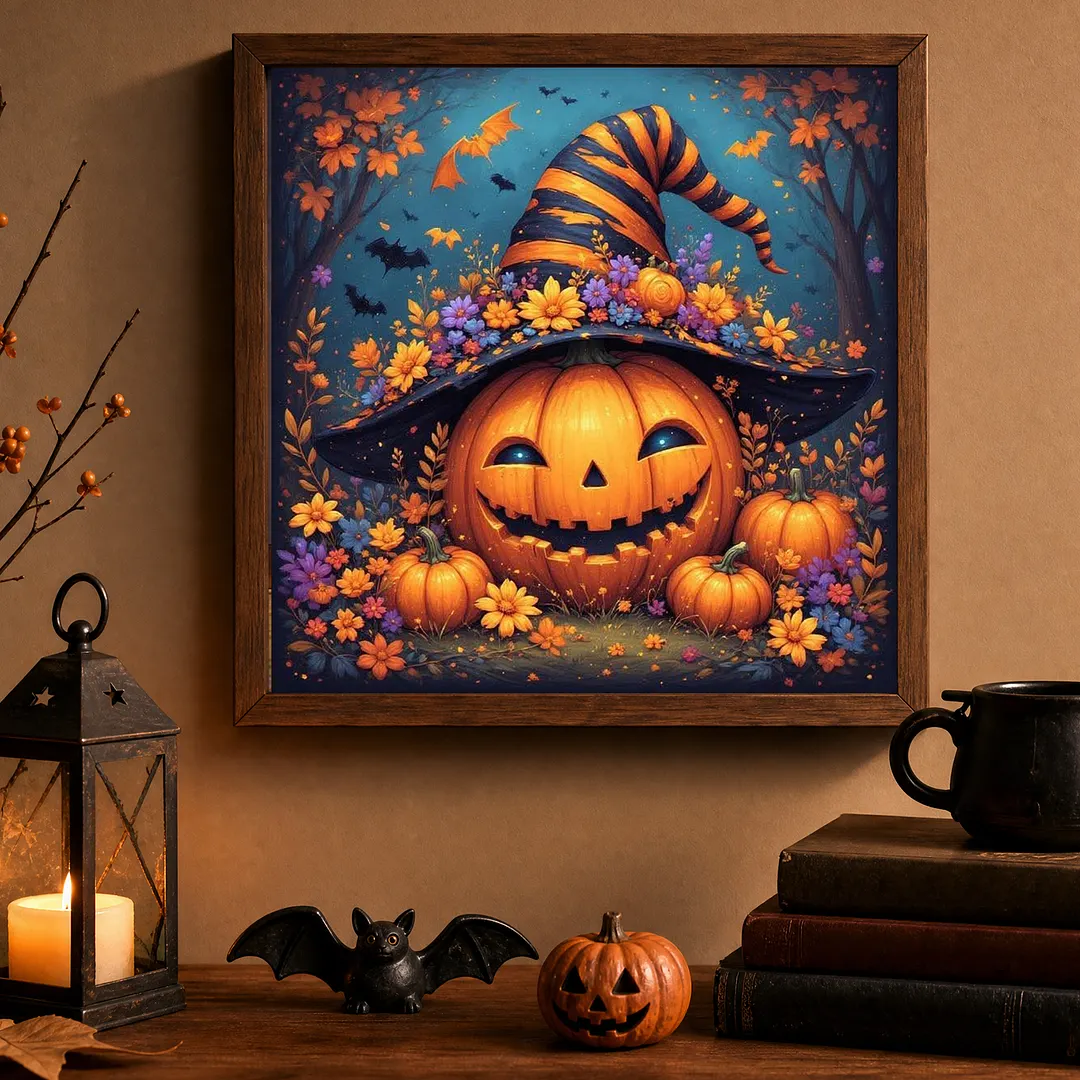 Halloween B Full DIY 5D Square Drill Diamond Dots Paintings Picture Arts Craft 13.78x13.78Inch Crystal Art Paint by Diamond Diamond Crystal Rhinestones Painting Kits for Adults Beginner Home Wall Deco