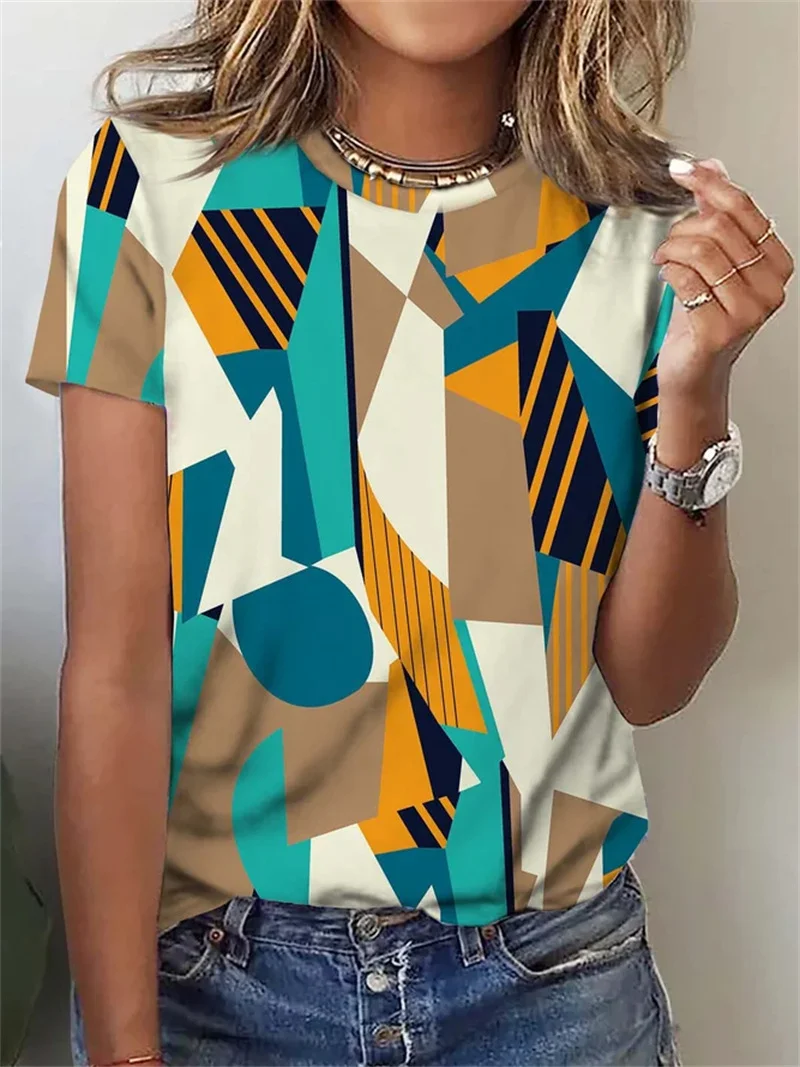Printed Short Sleeve Round Neck T-shirt