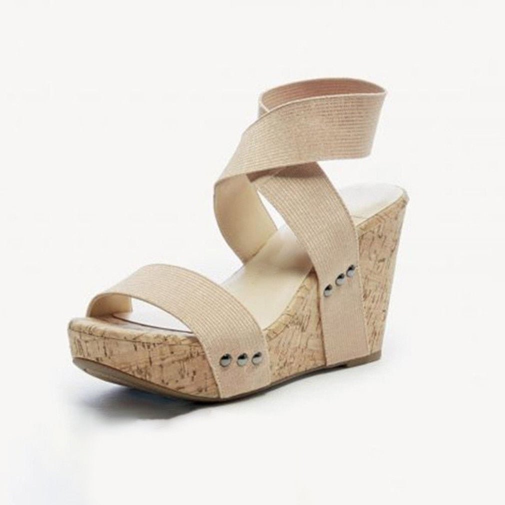Women Sandals Platform Sandals High Heels Shoes Elastic Strap Gladiator Sandalia feminina Summer Wedge Heel sandalias mujer 2021