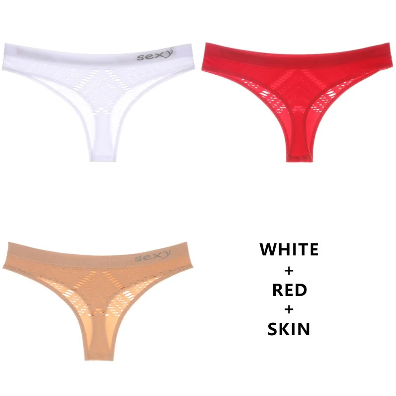 Meet'r 3Pcs/Lot Hollow Out Lingerie Europe Seamless Sexy Panties Women Temptation Underwear Mid-waist G String Drop Shipping