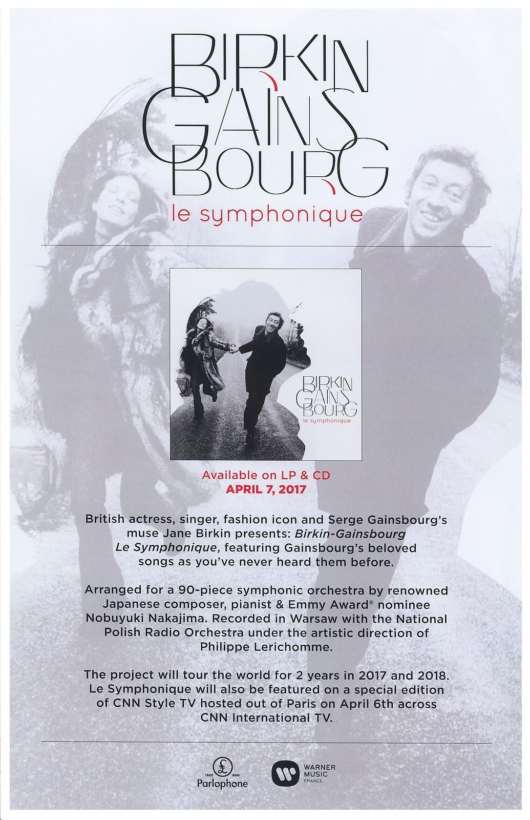 JANE BIRKIN GAINSBOURG Le Symphonique POSTER Serge Gainsbourg