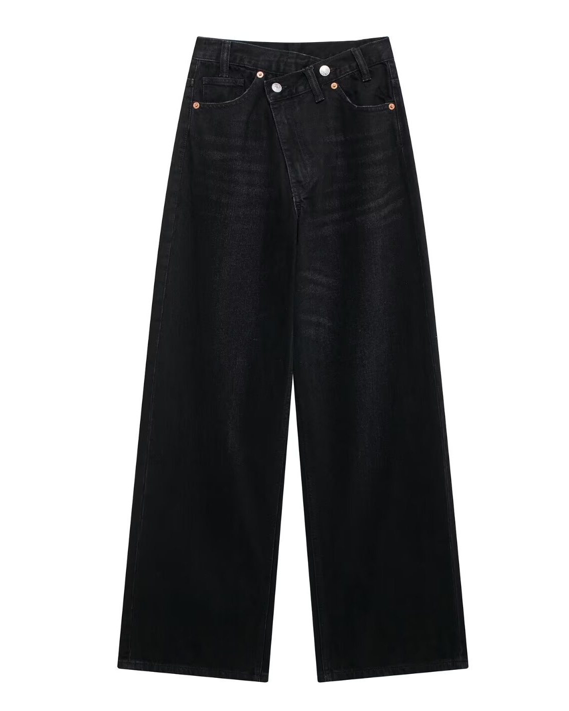 Double-Breasted High-Rise Wide-Leg Jeans