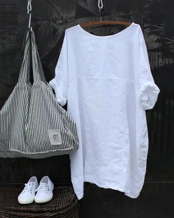 Solid Half Sleeve Shift Shirts Plus Size Tunic Tops