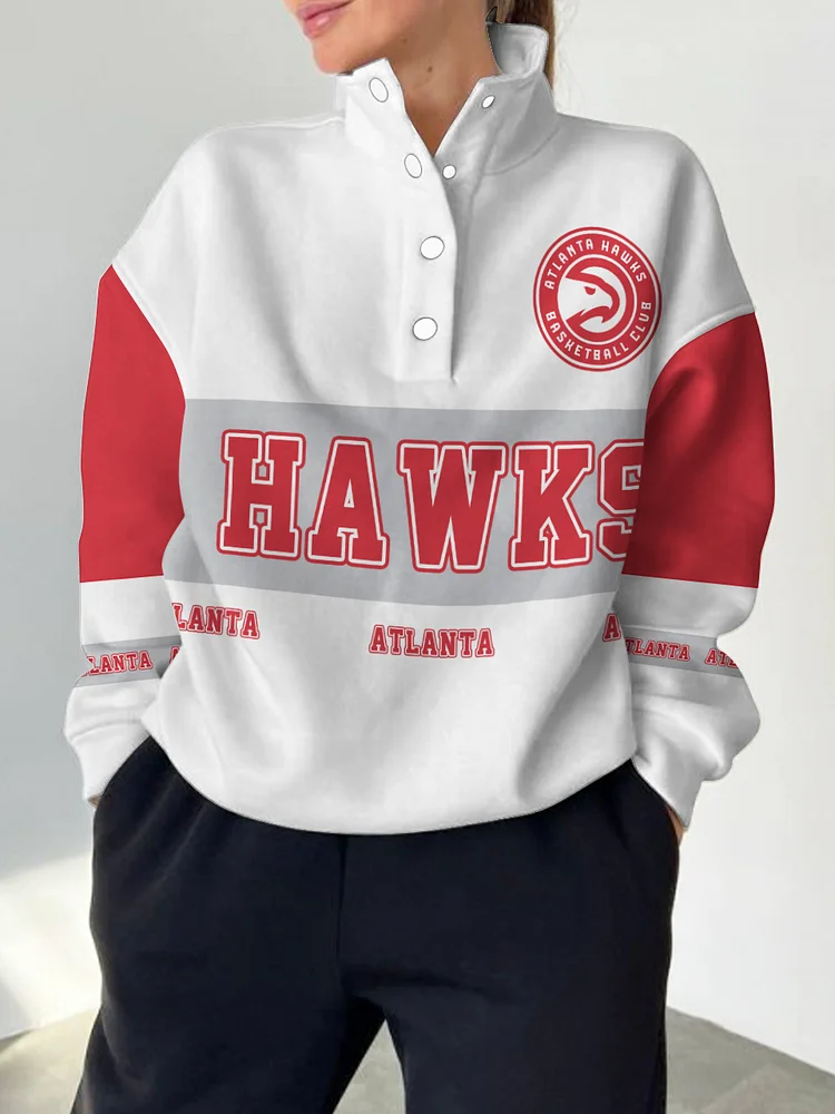 Atlanta Hawks  2025 New Design Casual Snap Mockneck Pullover