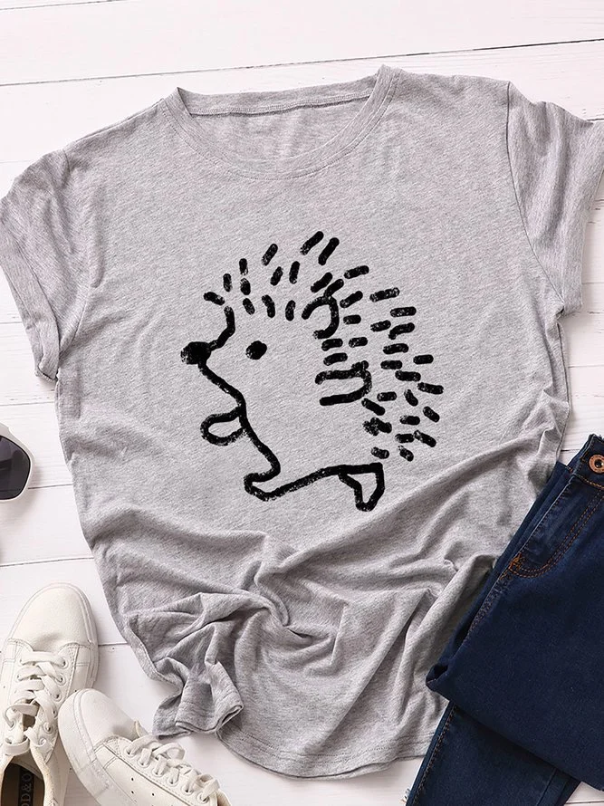 Cotton-Blend Casual Printed Shirts & Tops