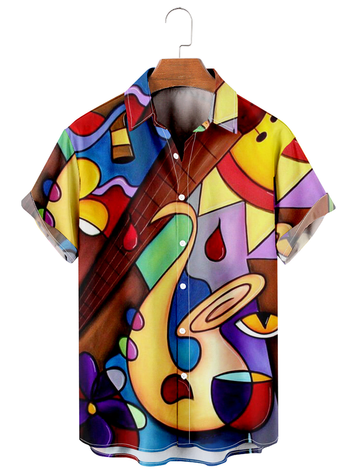 Abstract Painting Casual Loose Men's Plus Size Short-sleeved Shirt PLUSCLOTHESMAN