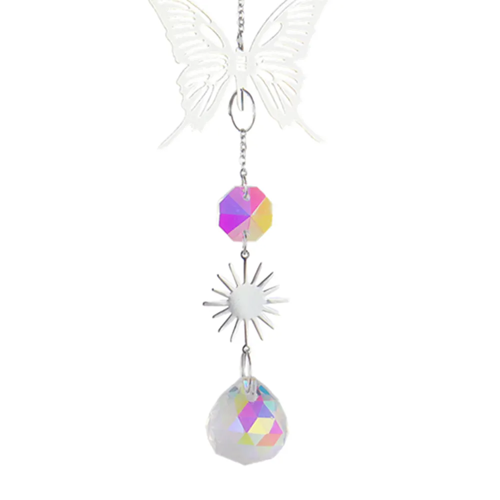 Wind Chime Crystal Light Catcher Ornaments Prisms Home Decor (Butterfly 2)