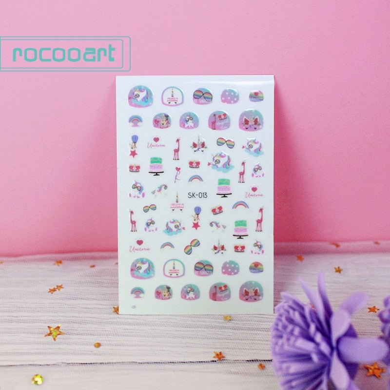 New arrival Unicorn Nail Stickers For Kids Cartoon Pattern Art Decoration Nail Wraps Cute Element Manicure Foil Nail Decals