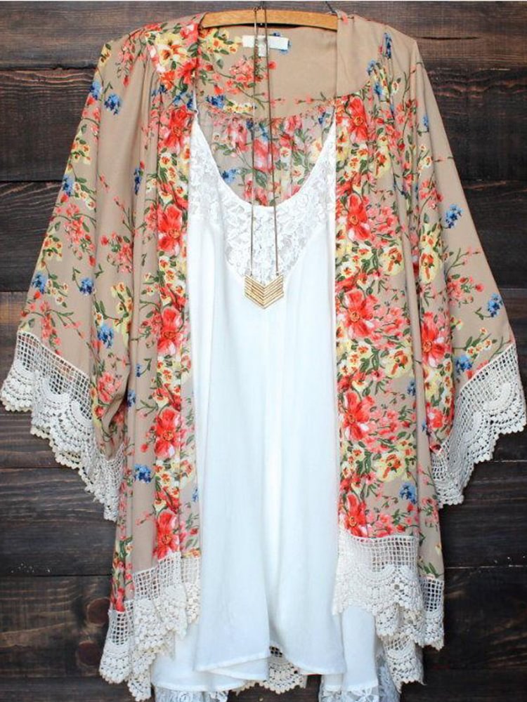 Oversized Casual Printed Kimono P175439994