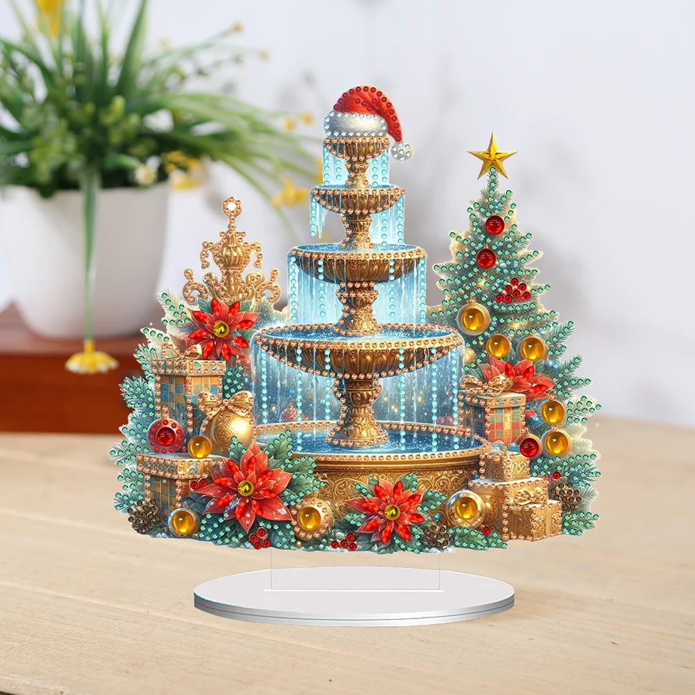 DIY Christmas Fountain Acrylic Special Shaped Diamond Painting Desktop Decor