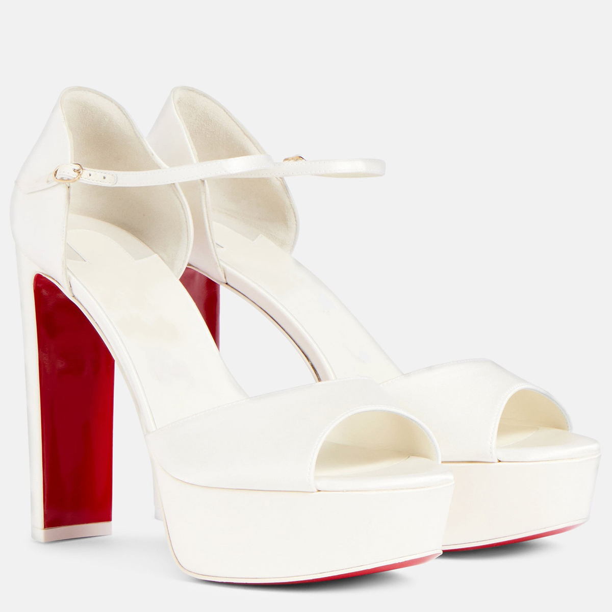 130mm Women's Red Bottom Open Toe Sandals Ankle Strap High Heel Summer Shoes Chunky Heel Platforms-MERUMOTE