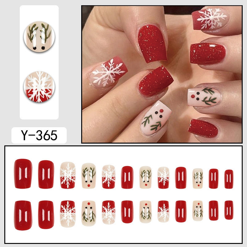 Sweet Color Block Heart Shape ABS Press-on Nails 1 Set