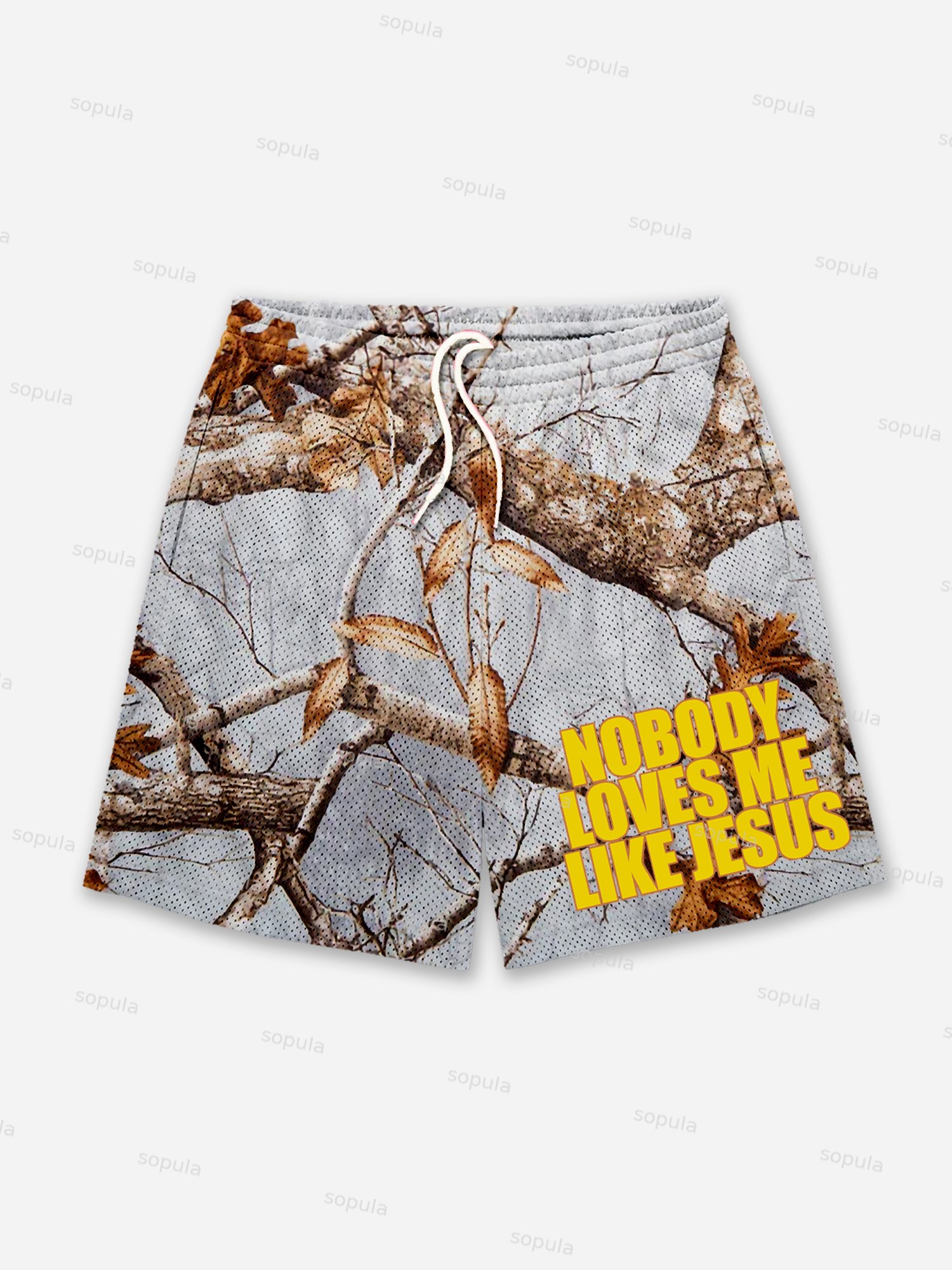 Nobody Loves Me Like Jesus Camouflage Mesh Shorts - SOPULA
