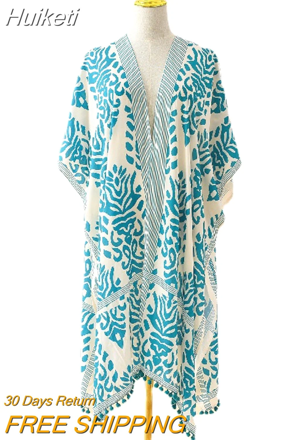 Huiketi Cover Up Women Beach Dress Tunic Long Bikinis Cover Ups Swimwear Women Cardigan Maxi Dresses Swimsuit Robe Beachwear