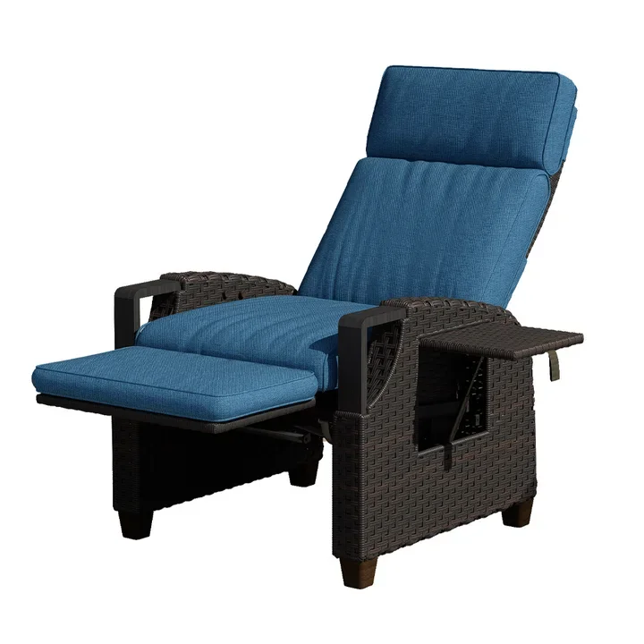 GRAND PATIO Air Pump Outdoor Wicker Recliner with Independent Adjustment 