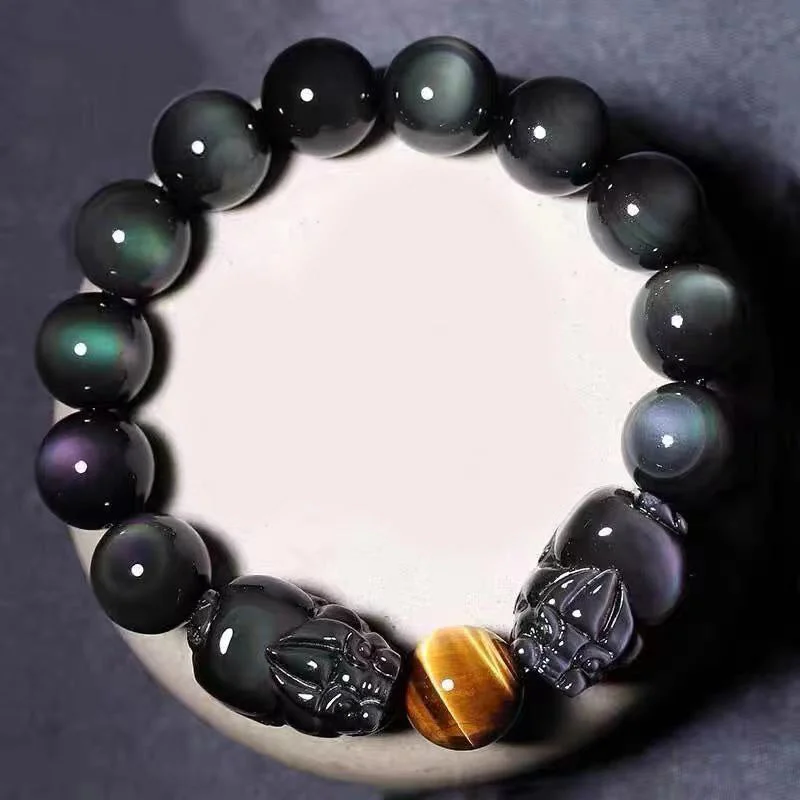 FengShui PiXiu Rainbow Obsidian Healing Bracelet