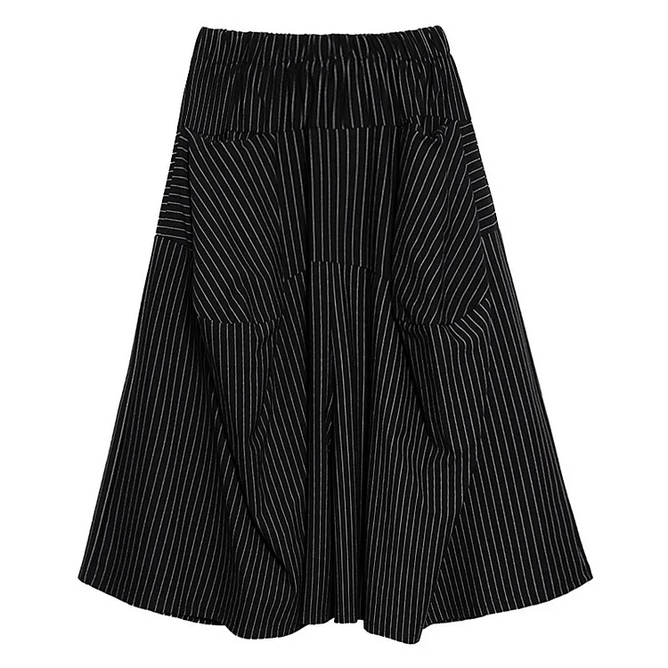 Retro Black And White Striped Wide Leg Pants