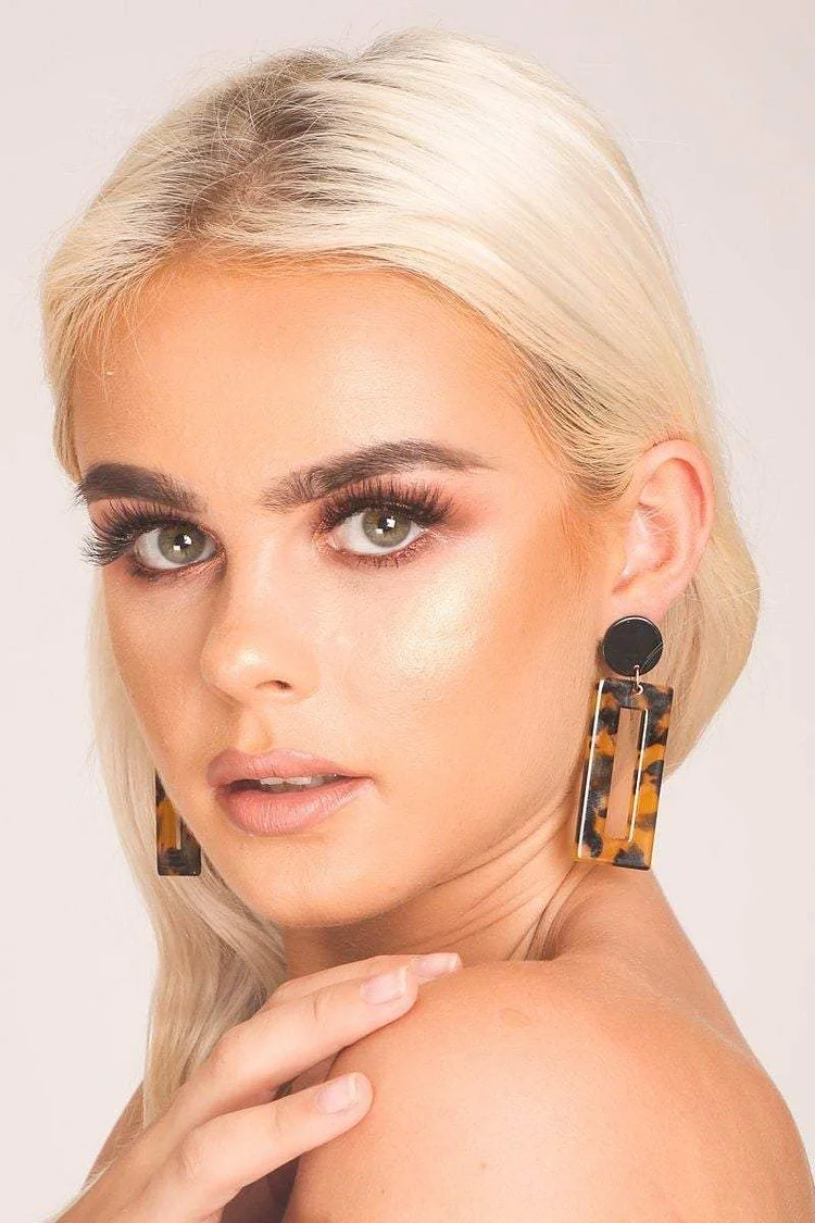 Gabrielle Tortoise Shell Rectangle Earrings Katch Me