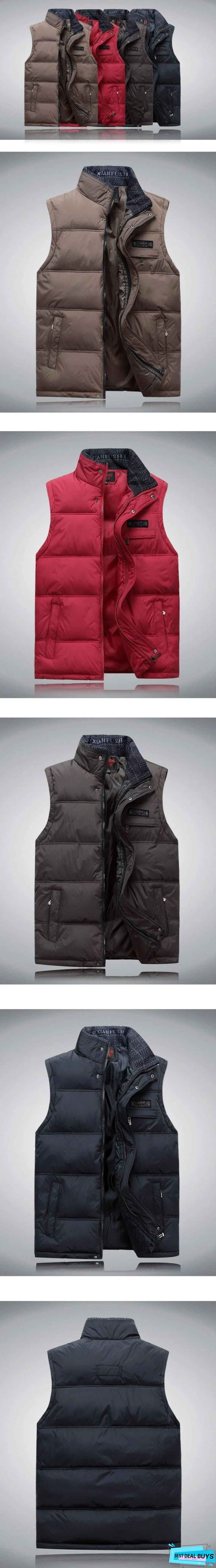 Men's Sleeveless Vest Homme Winter Casual Coats Male Cotton-Padded Men's Warm Vest Men Waistcoat Plus Size