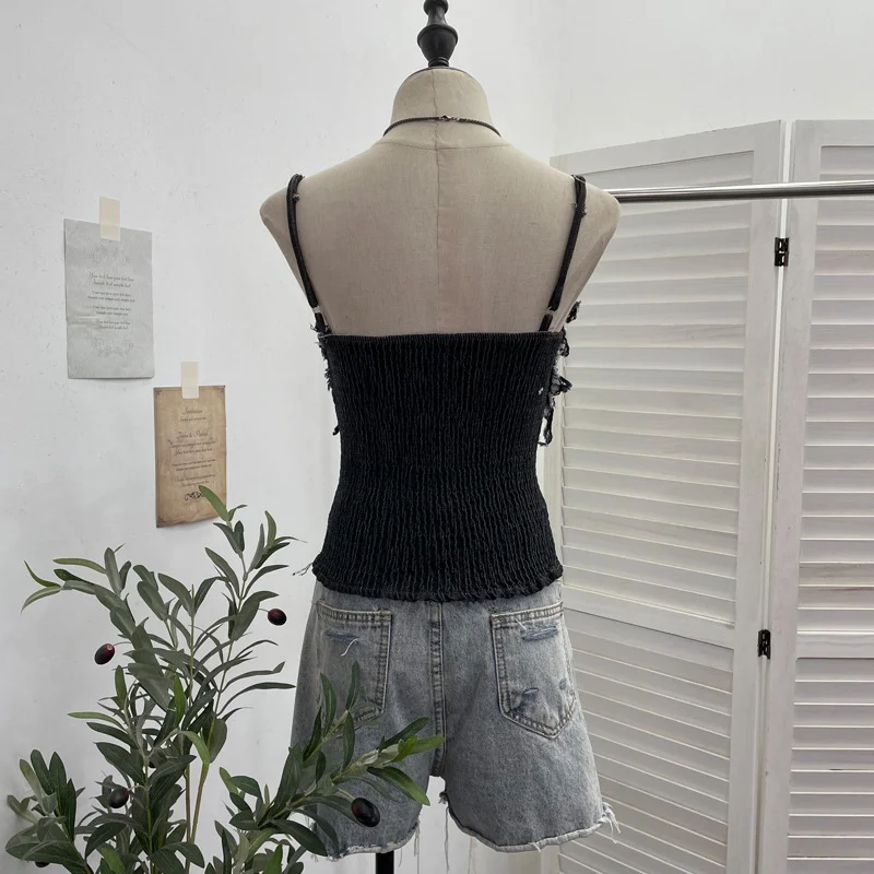 Nigikala Nigikala Shooting Cowboy Draw Rope Tie With Chest Vest Hair Side To Make Old Short Body Sleeveless Top Woman 2726