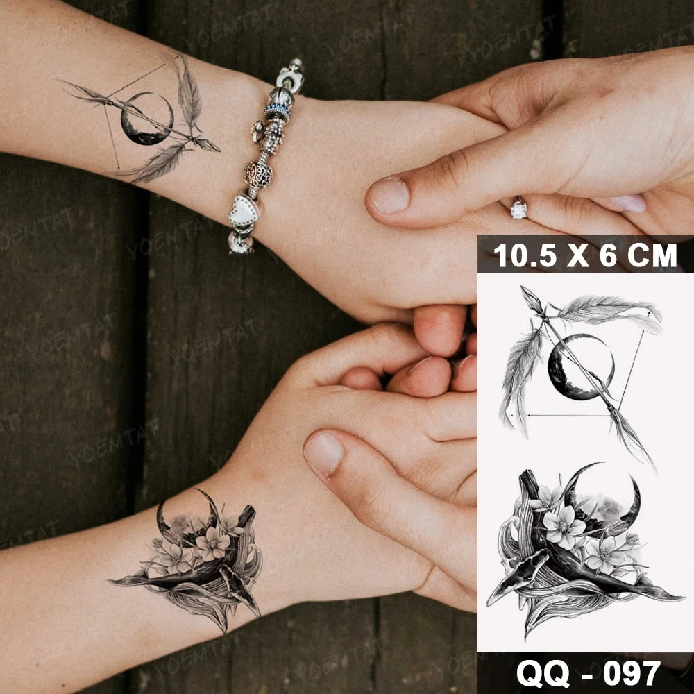 Waterproof Temporary Tattoo Stickers Clock Compass Flower Arrow Henna Flash Tatoo Women Men Indian Hand-painted Small Fake Tatto
