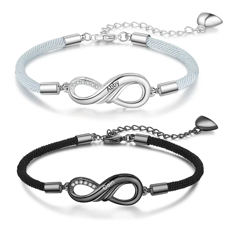 Kettenmachen Personalisierte 2 Namen Paar Infinity Herz Magnet Armbänder