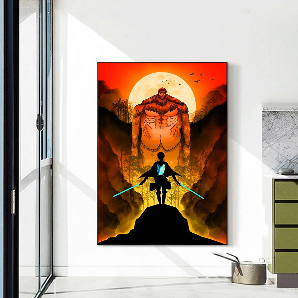 Full Round Diamond Painting 35*50cm - Attack On Titan - Silhouette