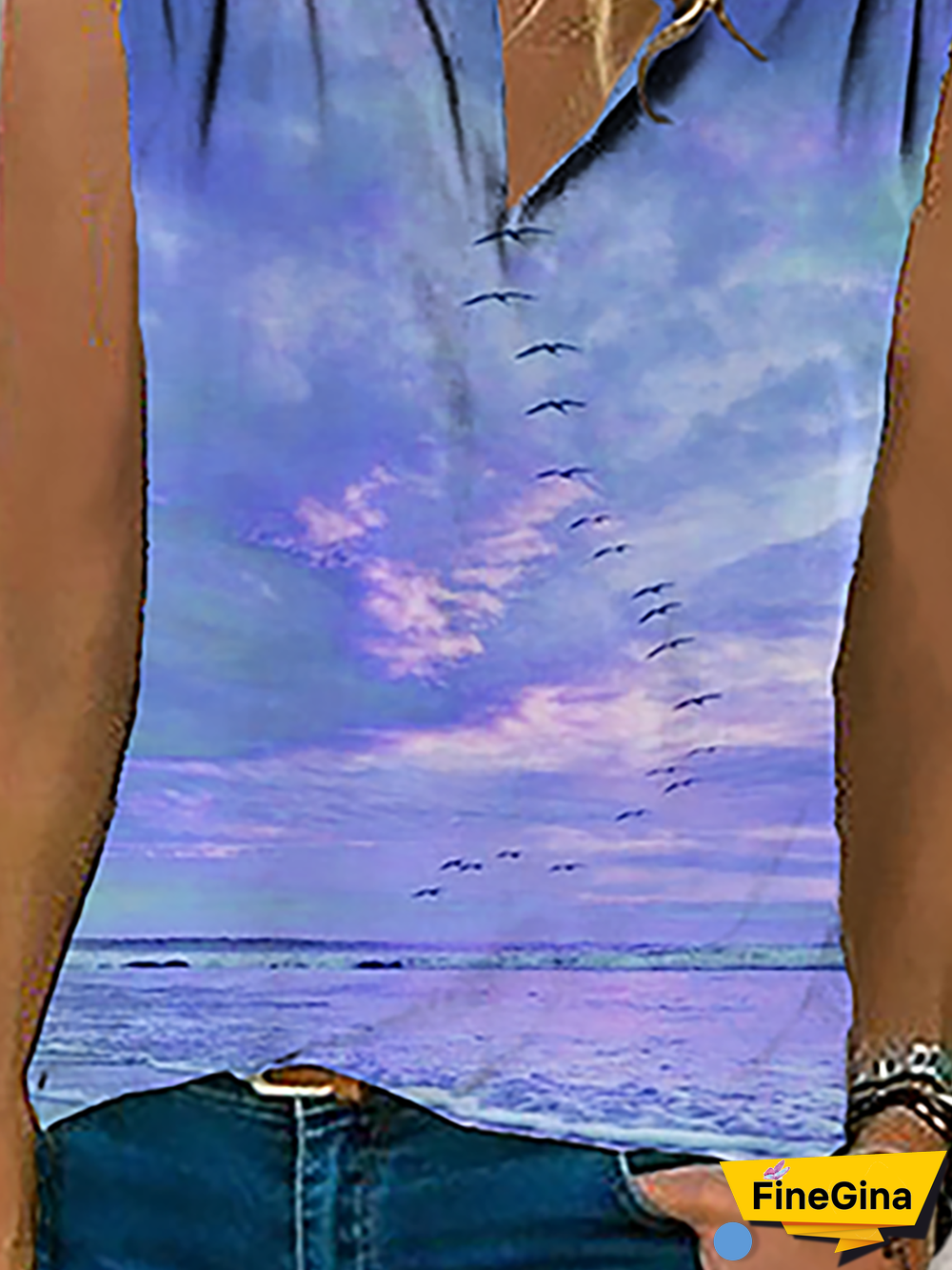 Plus size Casual Printed Tops