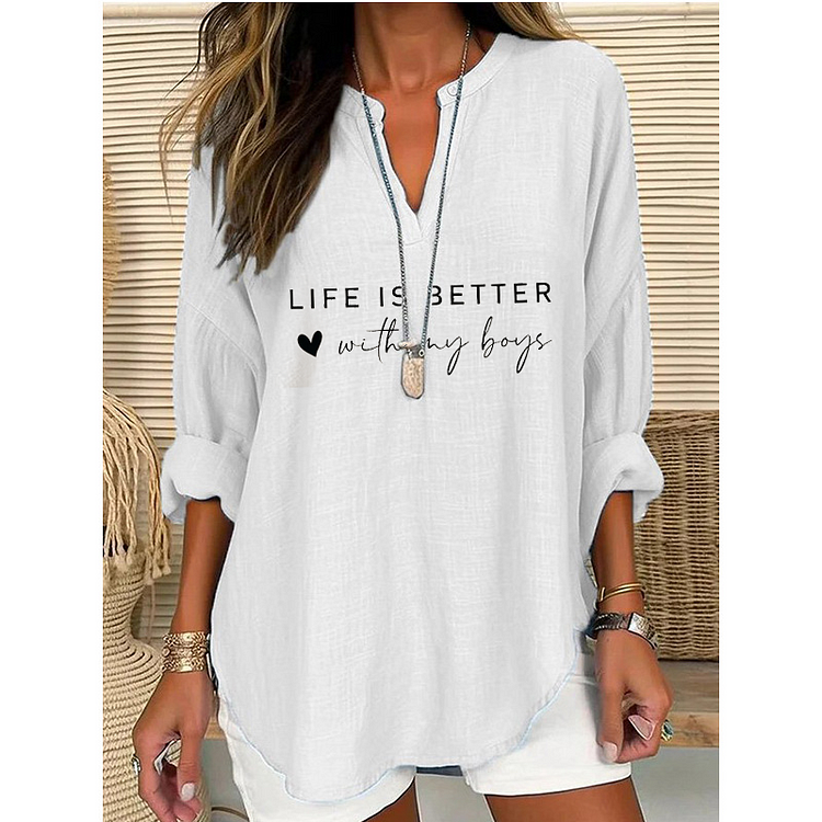 Women's Life Is Better With My Boys  Casual Loose Top socialshop