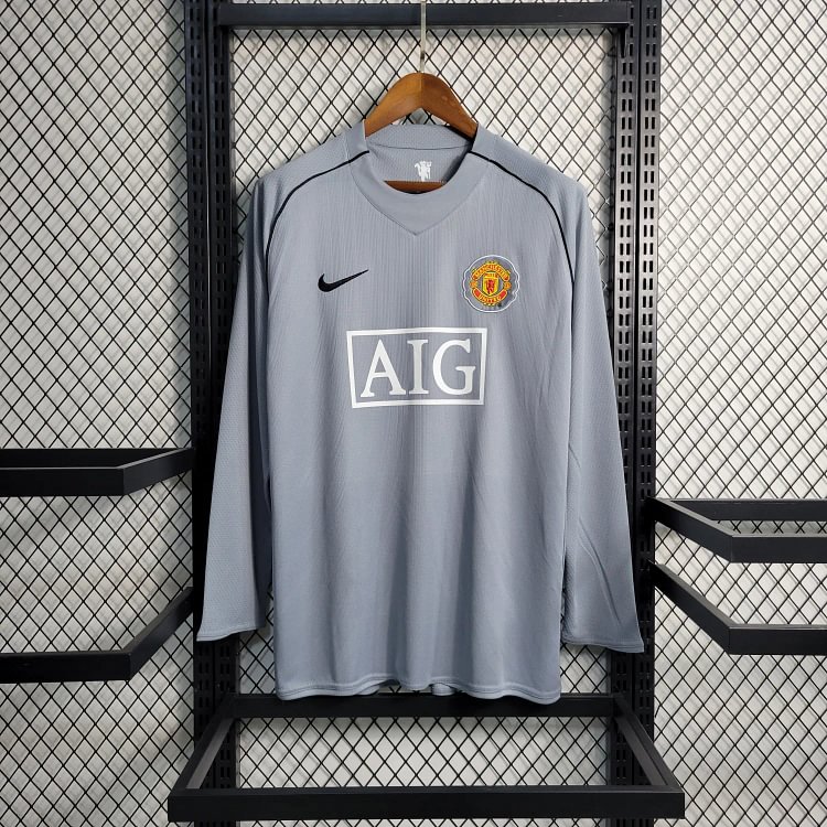 2007/2008 Manchester United Gray Retro Long Sleeve Jersey