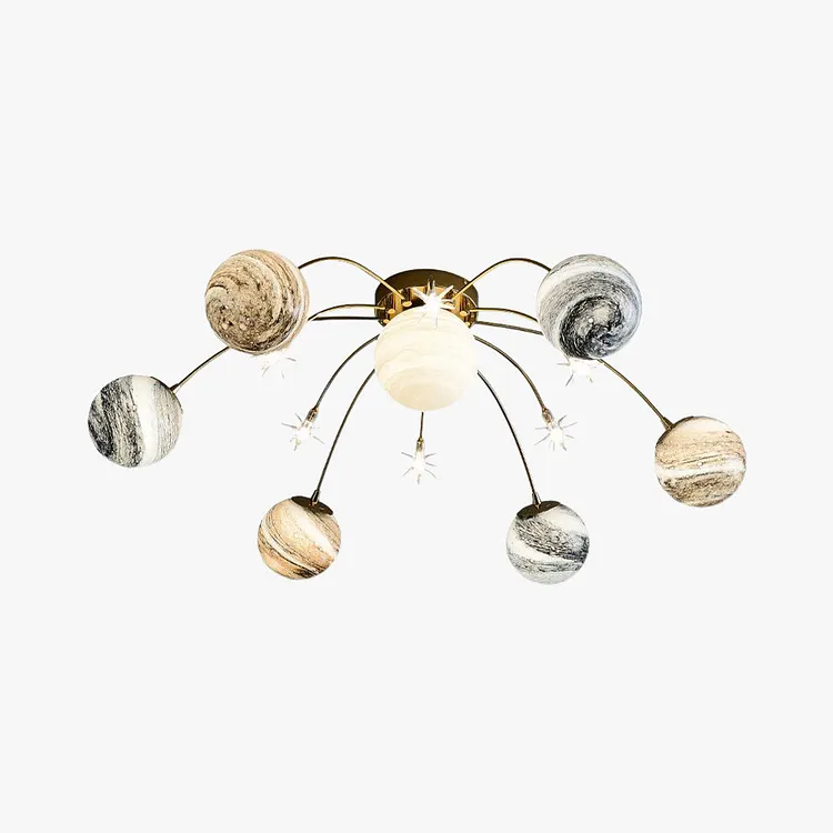 Elif Modern Planet Flush Mount Ceiling Light, Living Room
