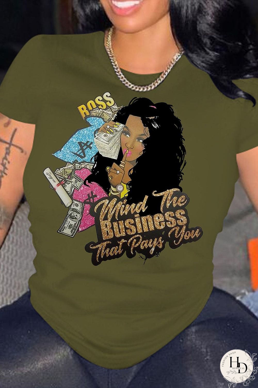 Tangerine Red Casual Print Split Joint O Neck T-Shirts