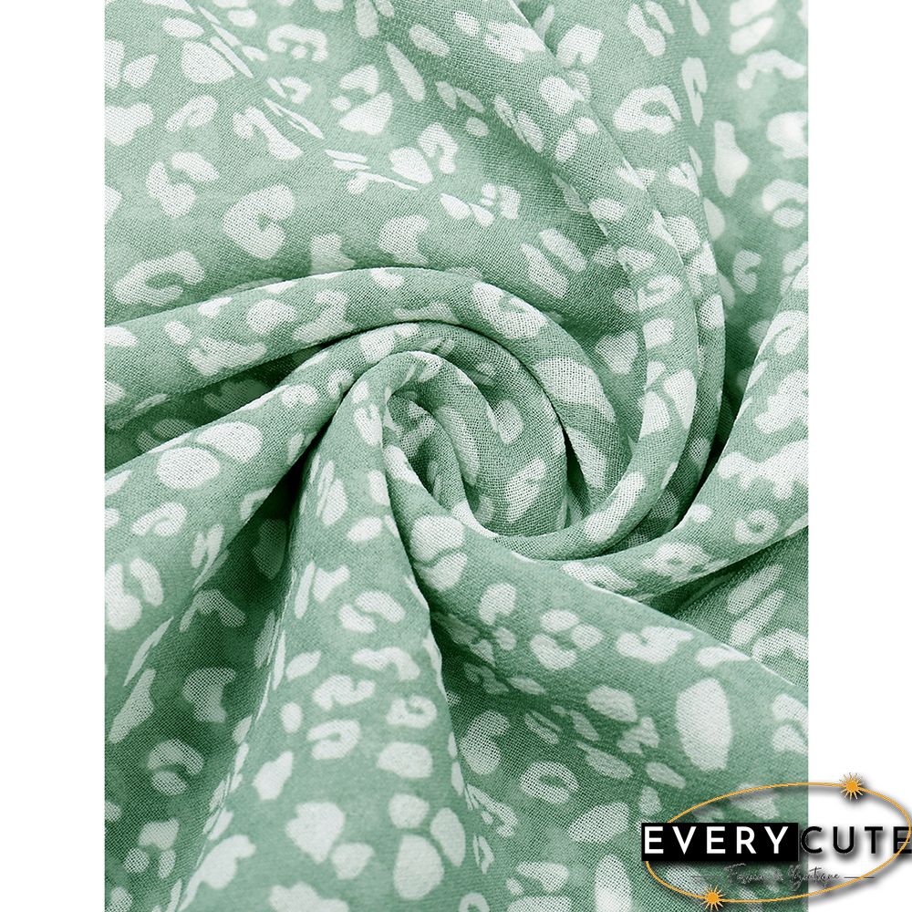 Light Green Wave Point Ruffle Detail Irregular Maxi Dress