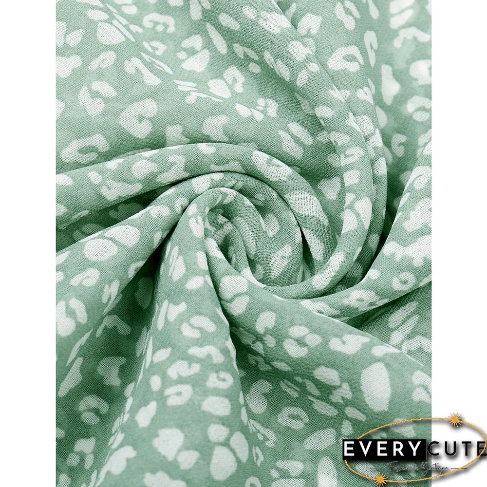 Light Green Wave Point Ruffle Detail Irregular Maxi Dress