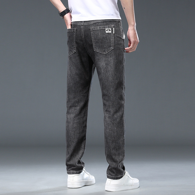 Greenacrs High-quality Jeans Men's Spring and Autumn New Fashion Slim Trousers Men's Simple Cotton Elastic Embroidered Straight Pants Boys
