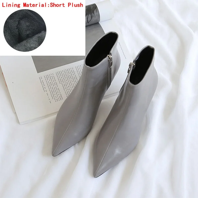 2018 autumn and winter new style with fine pointed high heels Martin boots white boots leather boots Women's boots spring wedgie