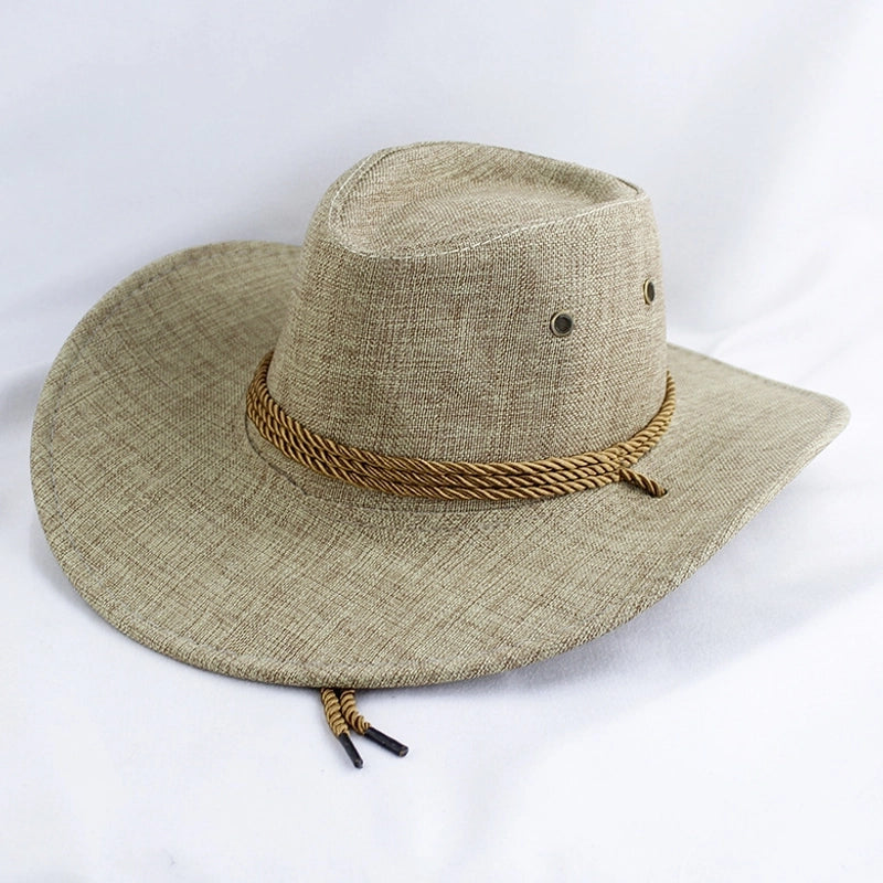 American Western Cowboy Hat Spring And Autumn Leather Men’s Mountain Climbing Spanish Women’s Sun Big Edge Sun Hat Sunscreen Travel