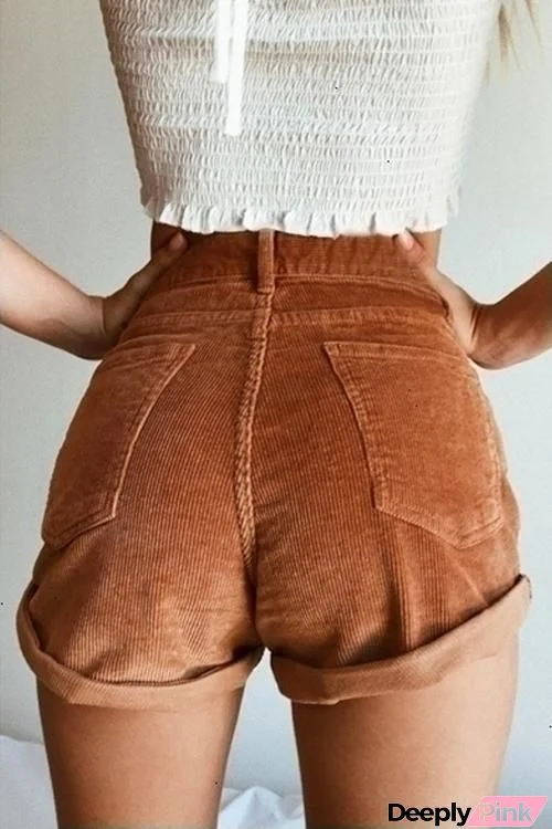 Corduroy High Waist Shorts