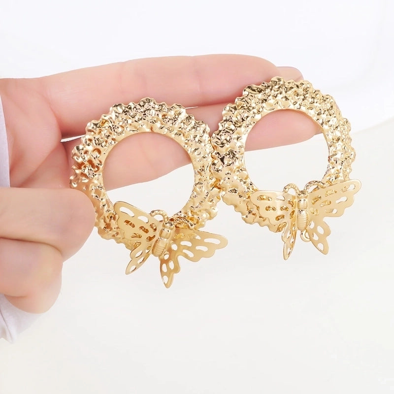 1 Pair Elegant Exaggerated Oversized Butterfly Iron Gold Plated Ear Studs