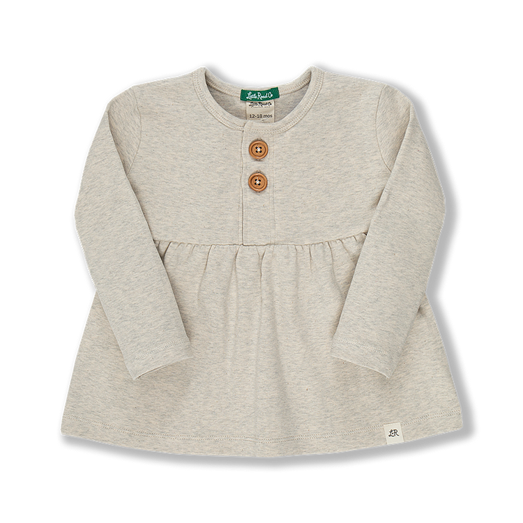 Heathered Cream Long Sleeve Peplum Top