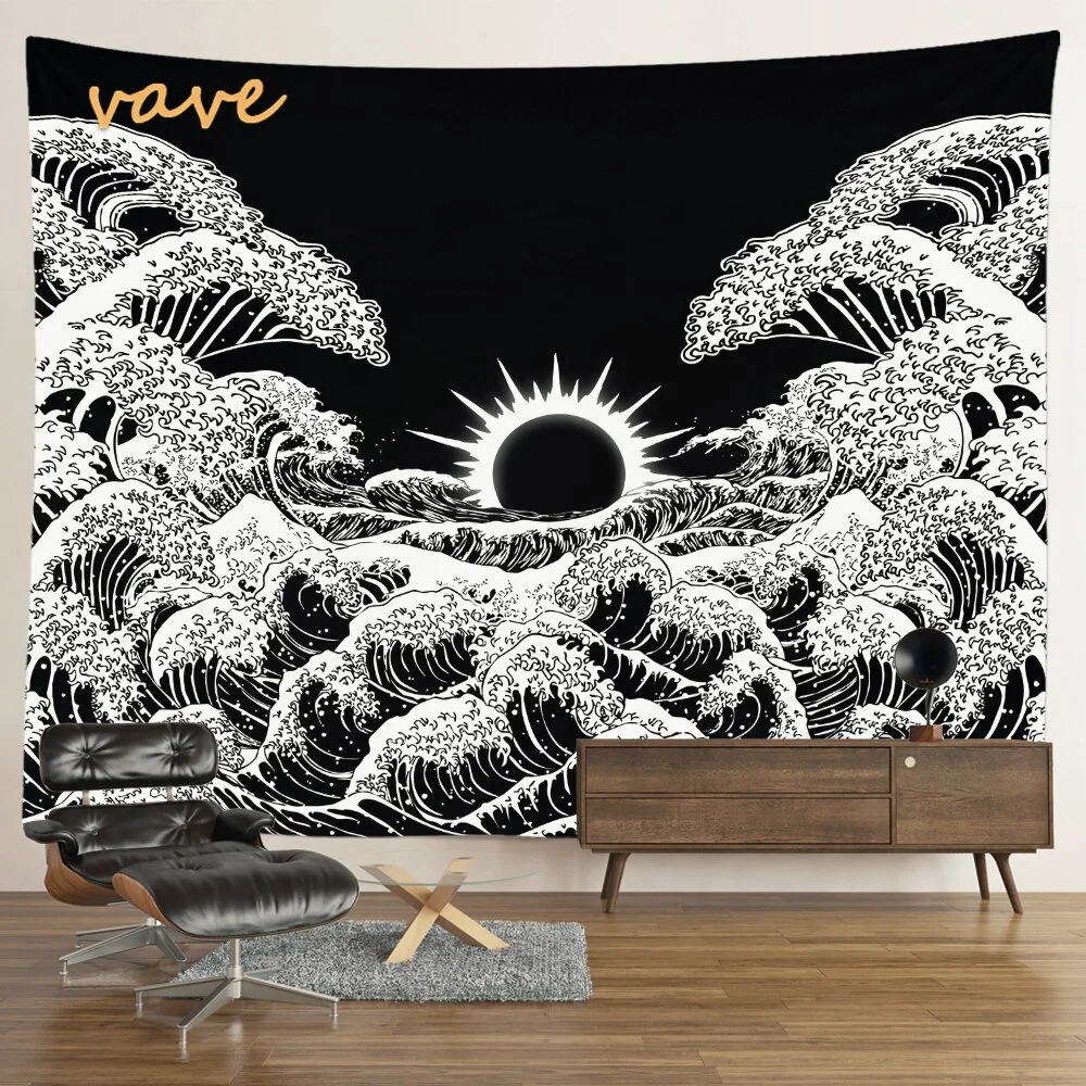 Nigikala Mandala Tapestry Sun And Moon White Black Cloth Fabric Large Tapestry Wall Hanging Boho Hippie Aesthetic Dorm Room Decor