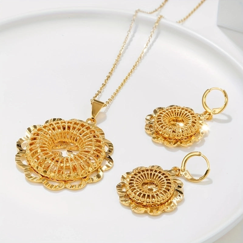 Minimalist Solid Color Copper Plating 18k Gold Plated Earrings Necklace