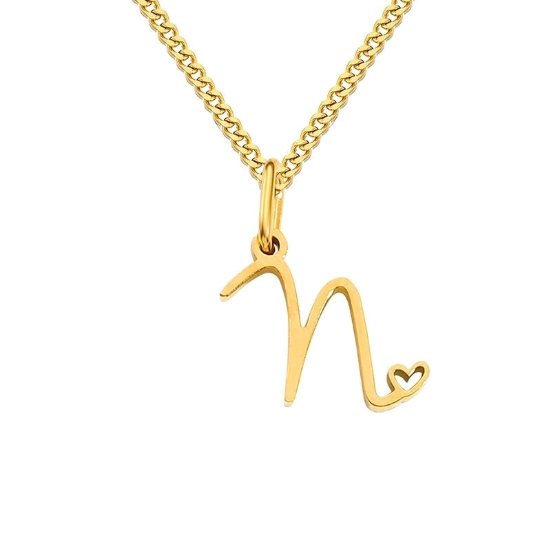 Stainless Steel Minimalist Plating Letter Solid Color Pendant Necklace