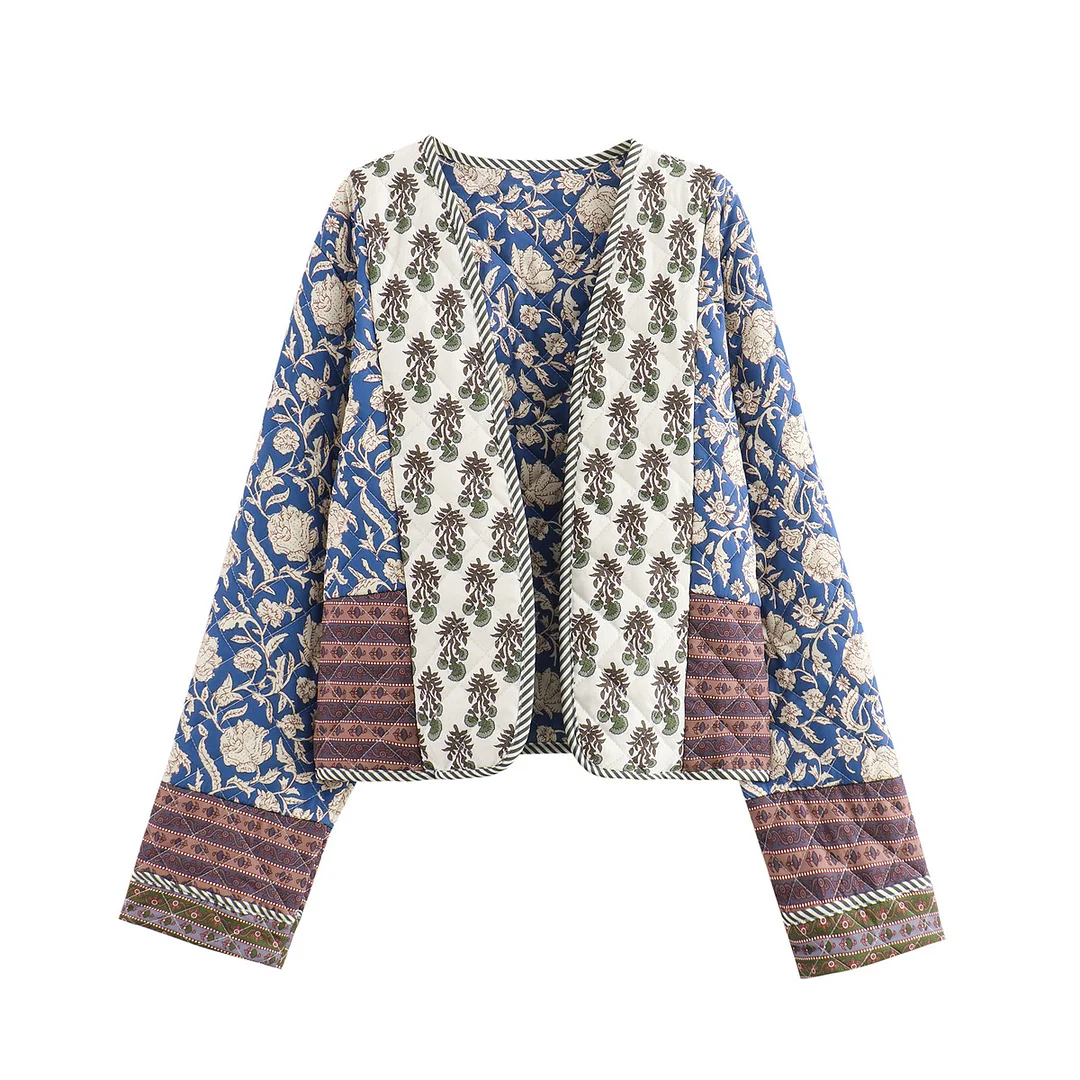 Woherb New Fall / Winter 2024 Women's Fashion Double-Sided Printed Quilted Cotton Jacket W063 9088-Outfit Ideas