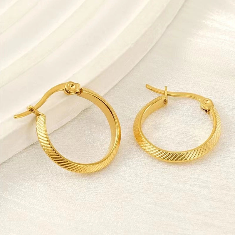 1 Pair Elegant Minimalist Solid Color 304 Stainless Steel 18K Gold Plated Stainless Steel Earrings