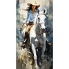 (Big Size)Girl Riding A Horse - 11CT Stamped Cross Stitch - 40*70cm
