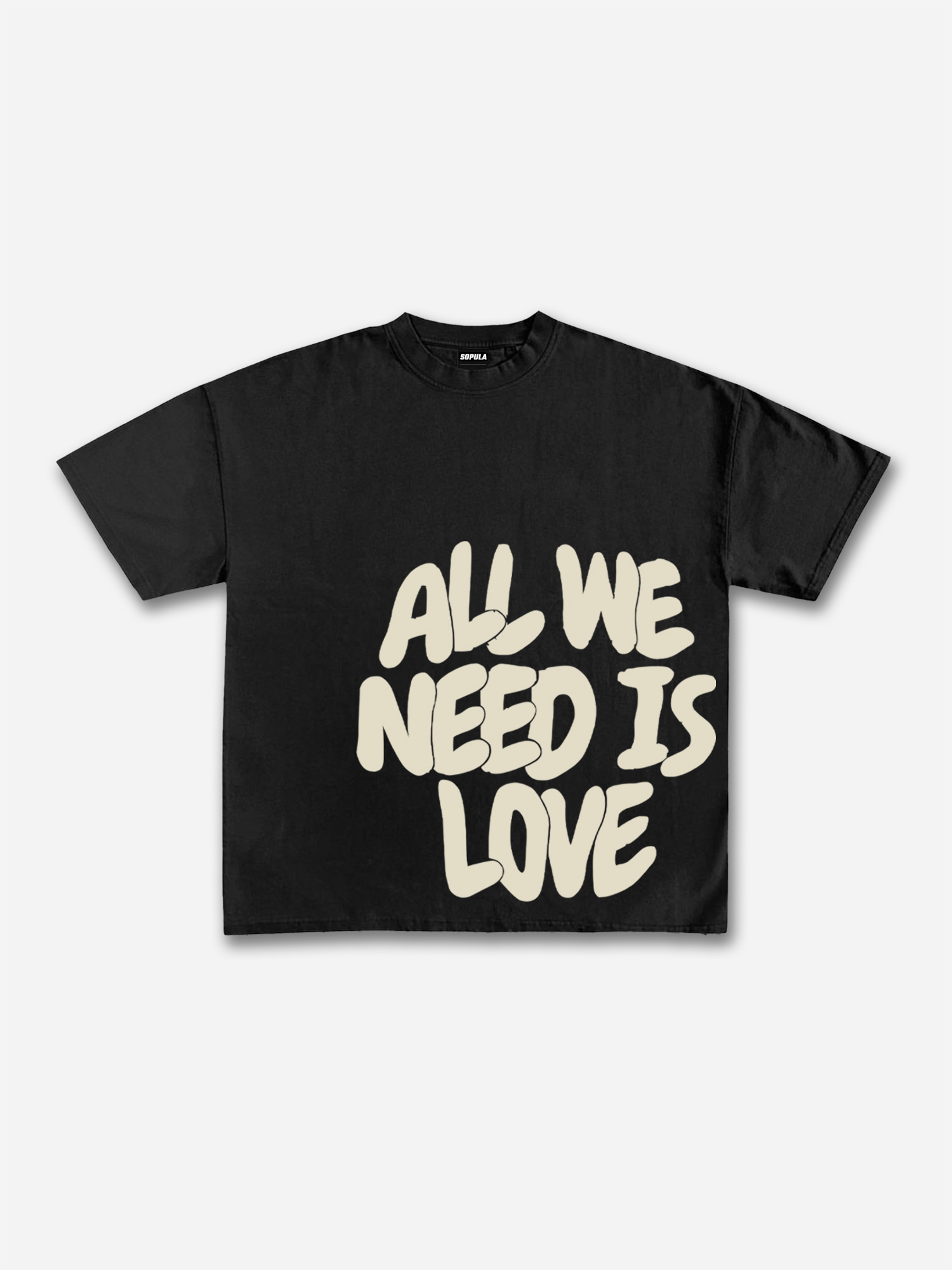 All We Need Is Love Print Graphic Cotton T-Shirt elevenforest