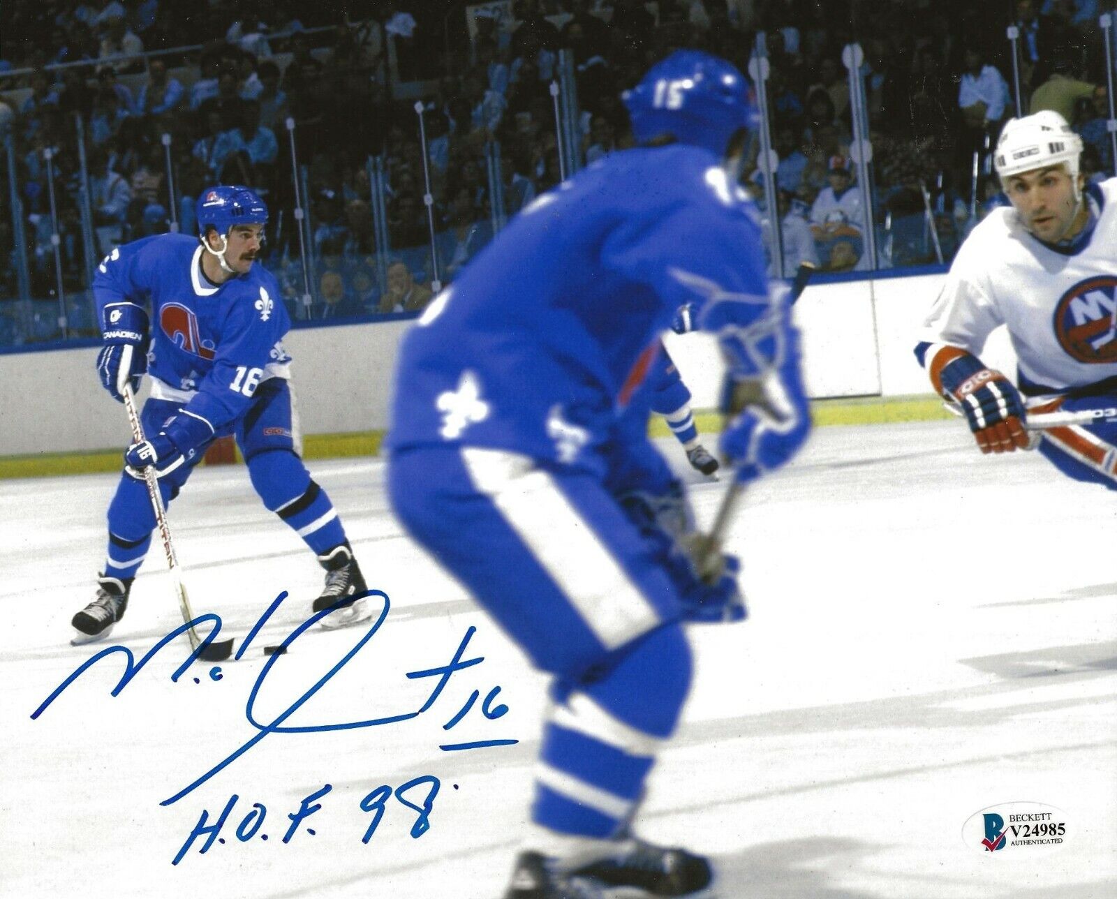 Michel Goulet signed Quebec Nordiques 8x10 Photo Poster painting autographed HOF 3 BAS Beckett